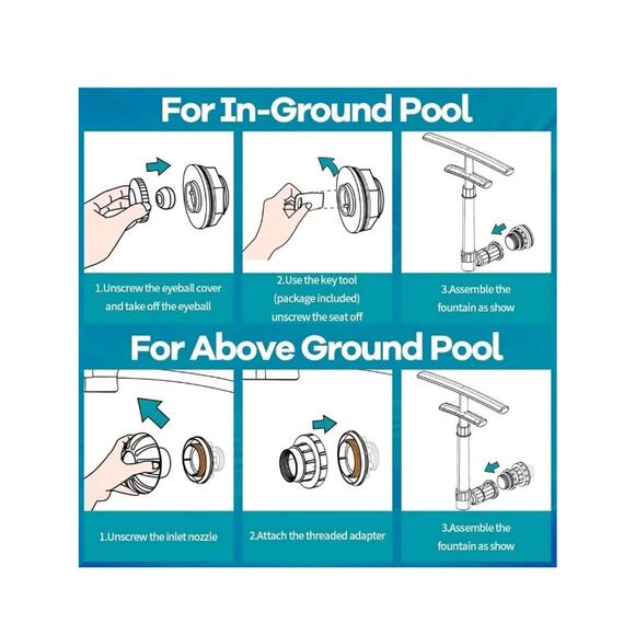 Dual Spray Solar Pool Fountain, Waterfall Aerator WLED Lights, Adjustable Decor - Picture 6 of 8